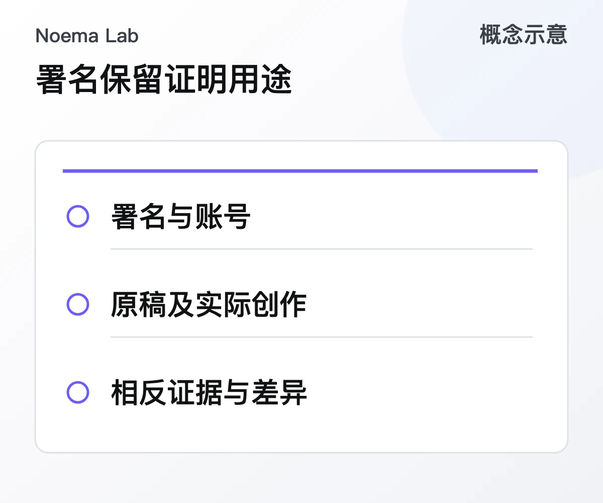 署名保留证明用途的概念示意
